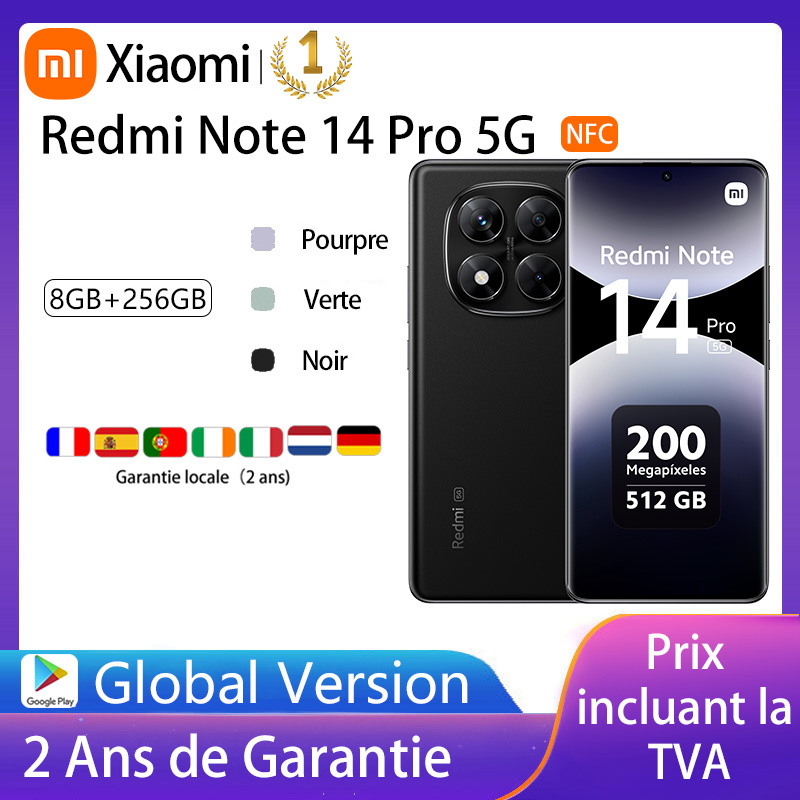 Estreno mundial Redmi Note 14 Pro 5G Versión global Smartphone Dimensity 7300-Ultra NFC 200MP Cámara 1.5K 120Hz Pantalla AMOLED
