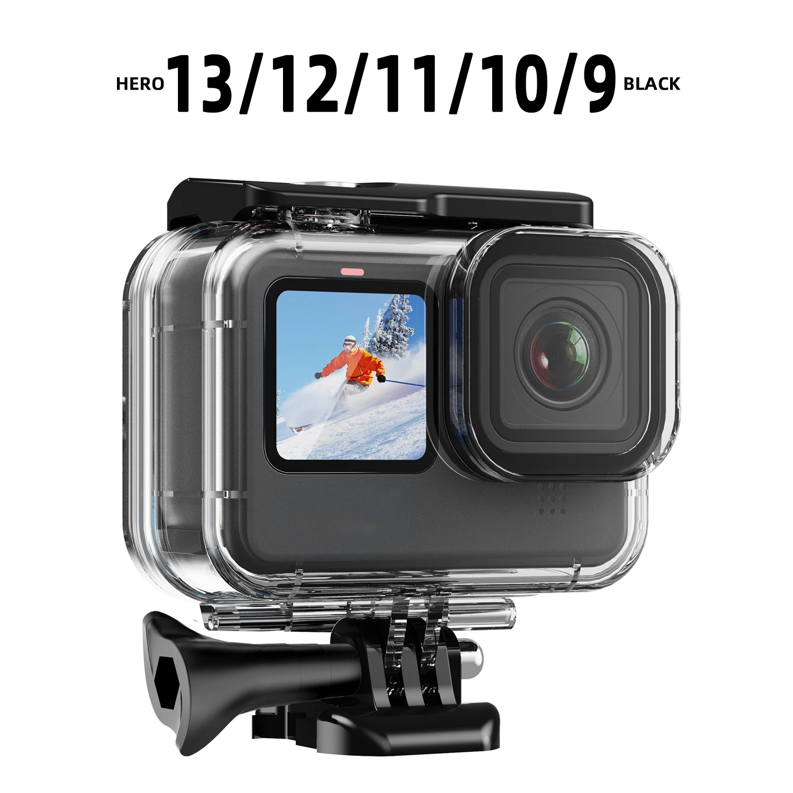Funda impermeable para GoPro Hero 13, 12, 11, 10, 9, carcasa negra de 60M, carcasa protectora anticaída para buceo, evita arañazos