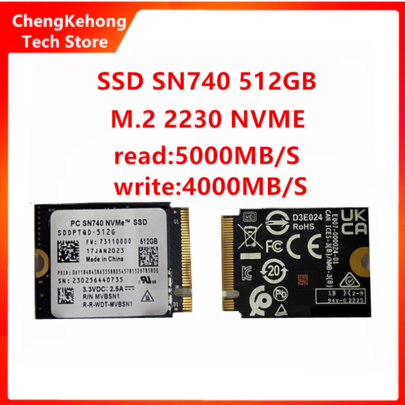 For Western Digital WD SSD SN740 2TB 1TB 512G 256G M.2 2230 2242 Gen4 PCIe 4.0 X4 NVMe Solid State Drive Support camera handheld