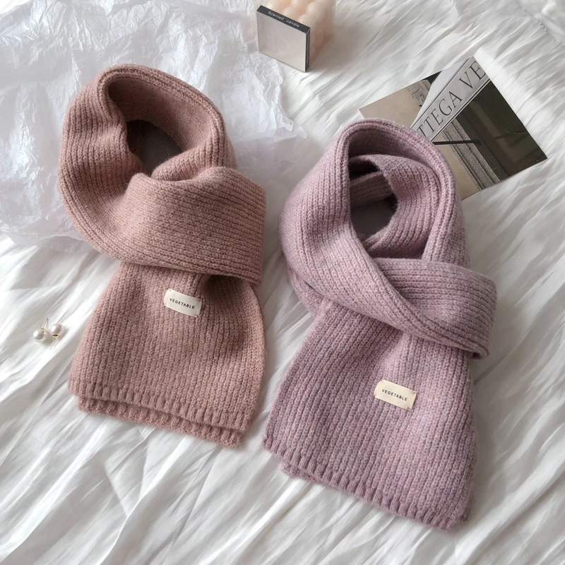 Bufandas de Cachemira para mujer, chales Pashmina suaves y cálidos gruesos para invierno, bufanda larga tejida de color puro para mujer