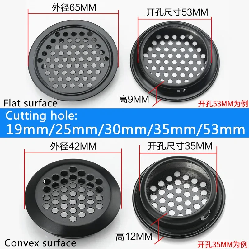 4 Chiếc Tủ Quần Áo Tủ Lưới Lỗ Đen Lỗ Thông Khí Louver Thông Thoáng Da Thép Không Gỉ Màu Đen