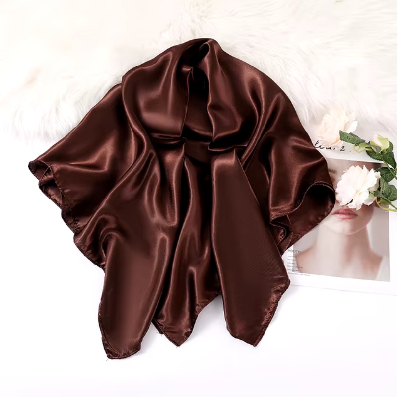 Cor sólida 90*90cm lenço de seda foulard cetim bandana lenço cheveux neckerchief hijab accessoires para mulher lenço de cabelo