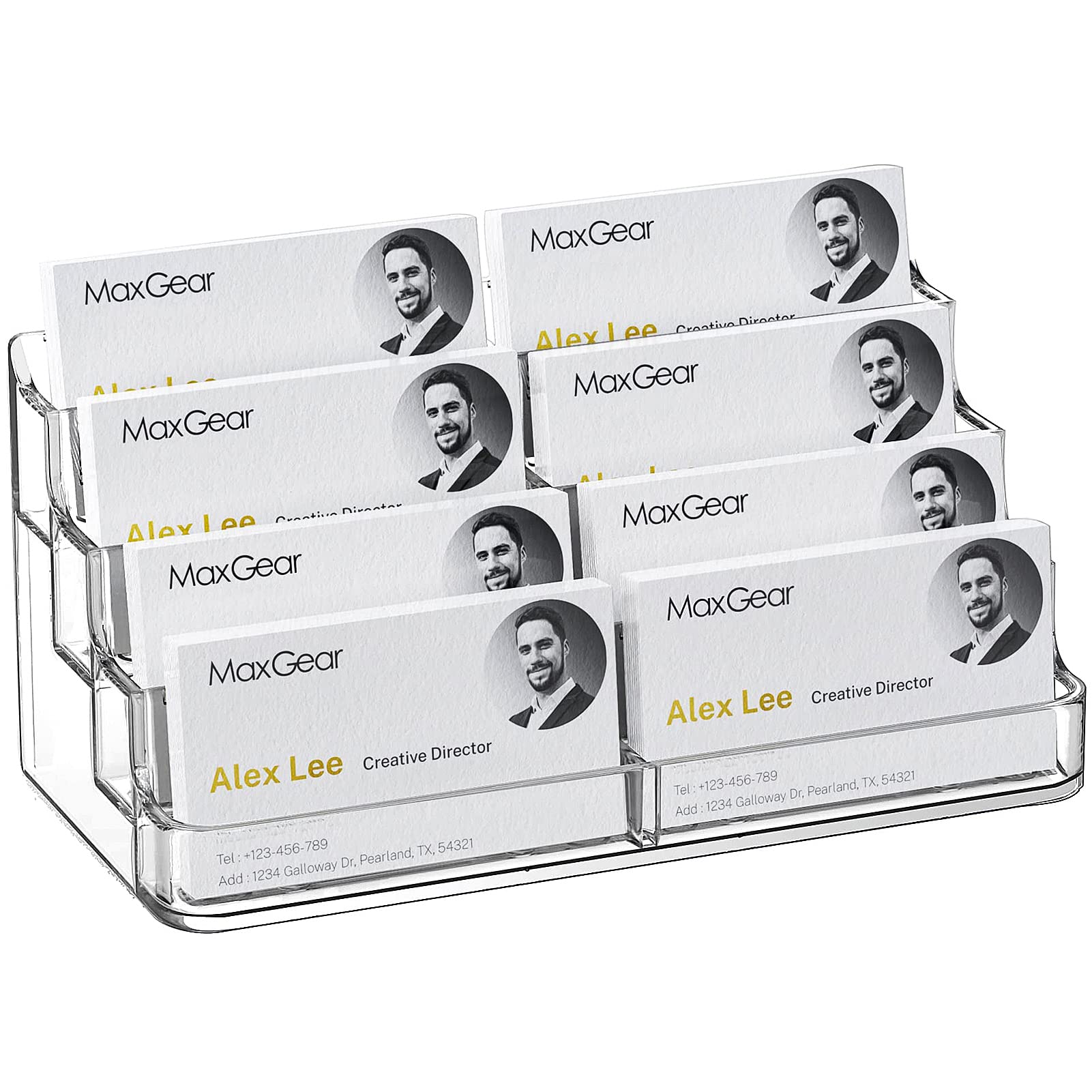 4 Layers 8 Grids Desktop Office Business Card Holder Stand Clear Transparent Acrylic Counter Top Display Stand Desk Accessories
