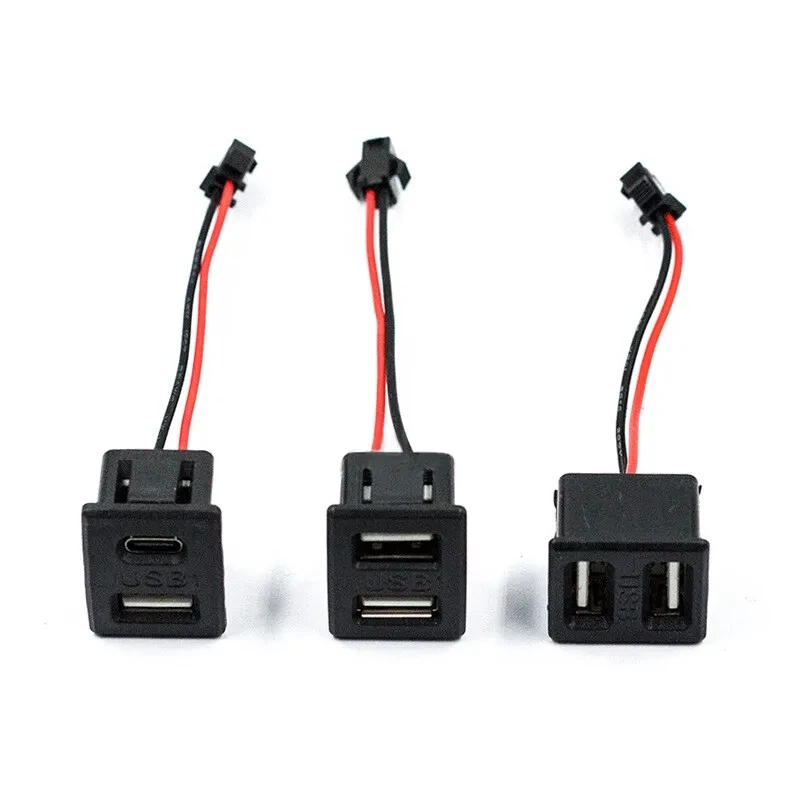 1 ชิ้นสีดําสองชั้น Usb หญิงฐาน Type - C ซ็อกเก็ตและหญิงโคมไฟ Usb ชาร์จซ็อกเก็ตซ็อกเก็ตพร้อมสายเชื่อมต่อ