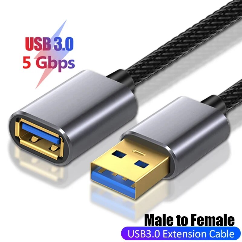 Cable de extensión USB macho y hembra Cable de carga móvil USB 3.0 adecuado para ordenadores portátiles inteligentes, televisores, Ps4, y Cables de extensión USB