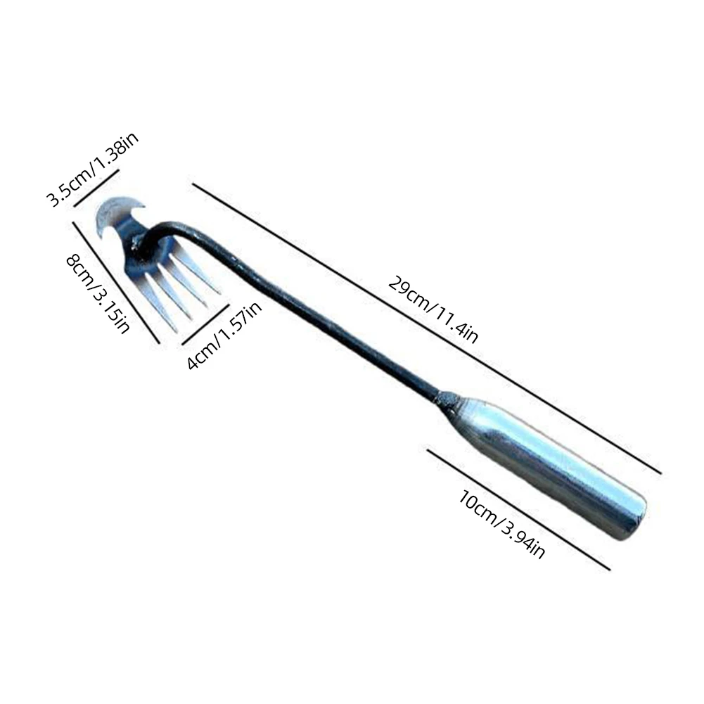Garden Weeder Manganese Steel Grass Rooting Loose Soil Rake Ergonomic Handle Weed Extractor Sturdy V-shaped Fork Gardening Tools
