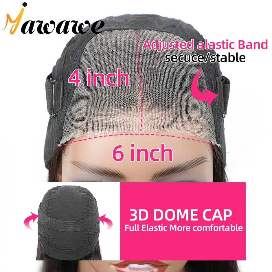 YAWAWE Parrucca Glueless Pre-Bandeggiata Capelli Umani Pronti da Indossare Parrucche Frontali in Pizzo Pre-pizzicate Onda d'Acqua per Le Donne Parrucche Ricci in Pizzo HD