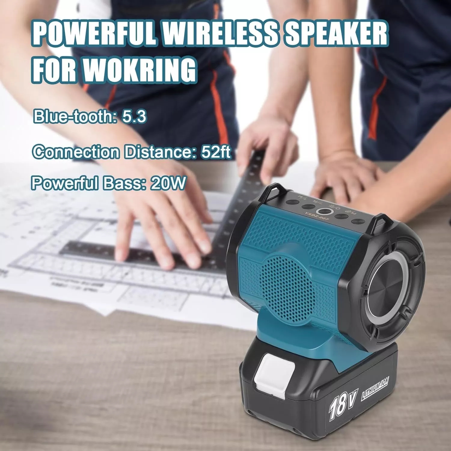 Bluetooth Speaker For Milwaukee/Makita/Dewalt/Bosch 18V 20V Battery With USB Type-C Port Charge Player Loudspeaker Amplifier
