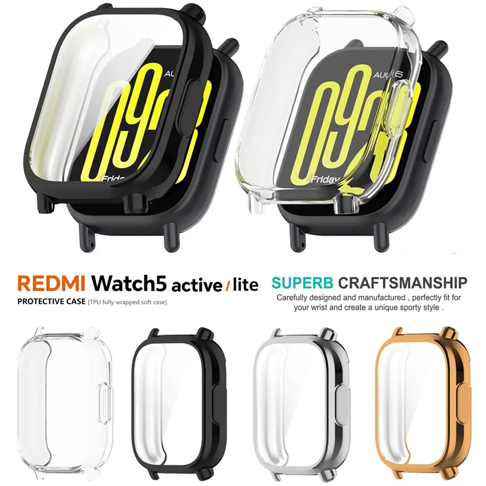 Tempered Glass+PC Case For Xiaomi Redmi Watch 5 Active/Lite Cover Soft TPU Screen Protector Watch Cases For Redmi Watch 5 Lite