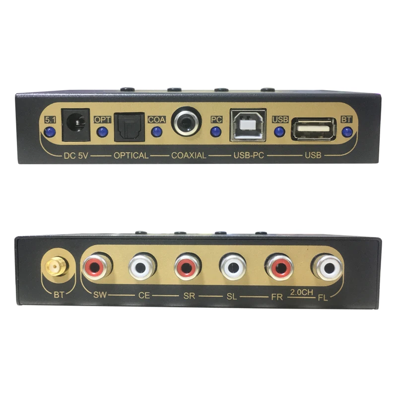 Decodificador convertidor de Audio DTS 5,1 SPDIF óptico Coaxial PC USB diente azul a 5,1 SW CE SR SL FR FL salida de Audio de 2 canales para amplificador