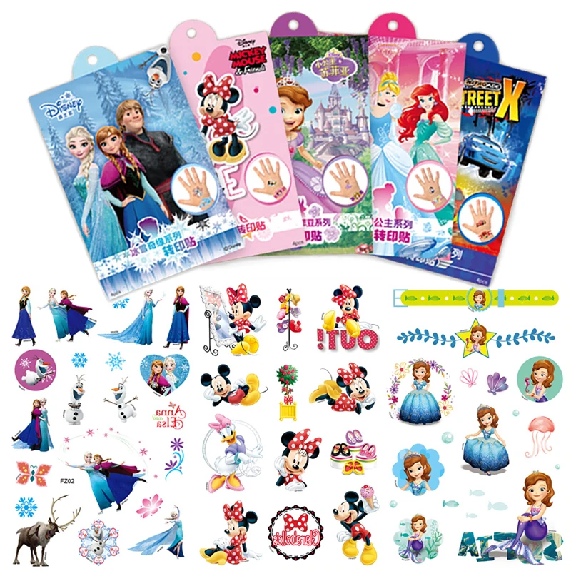 Disney Anime Gefrorene Mickey Maus Sofia Kind Temporäre Körper Kunst Tattoo Aufkleber Wasserdicht Transfer Druck Aufkleber Geschenk Box