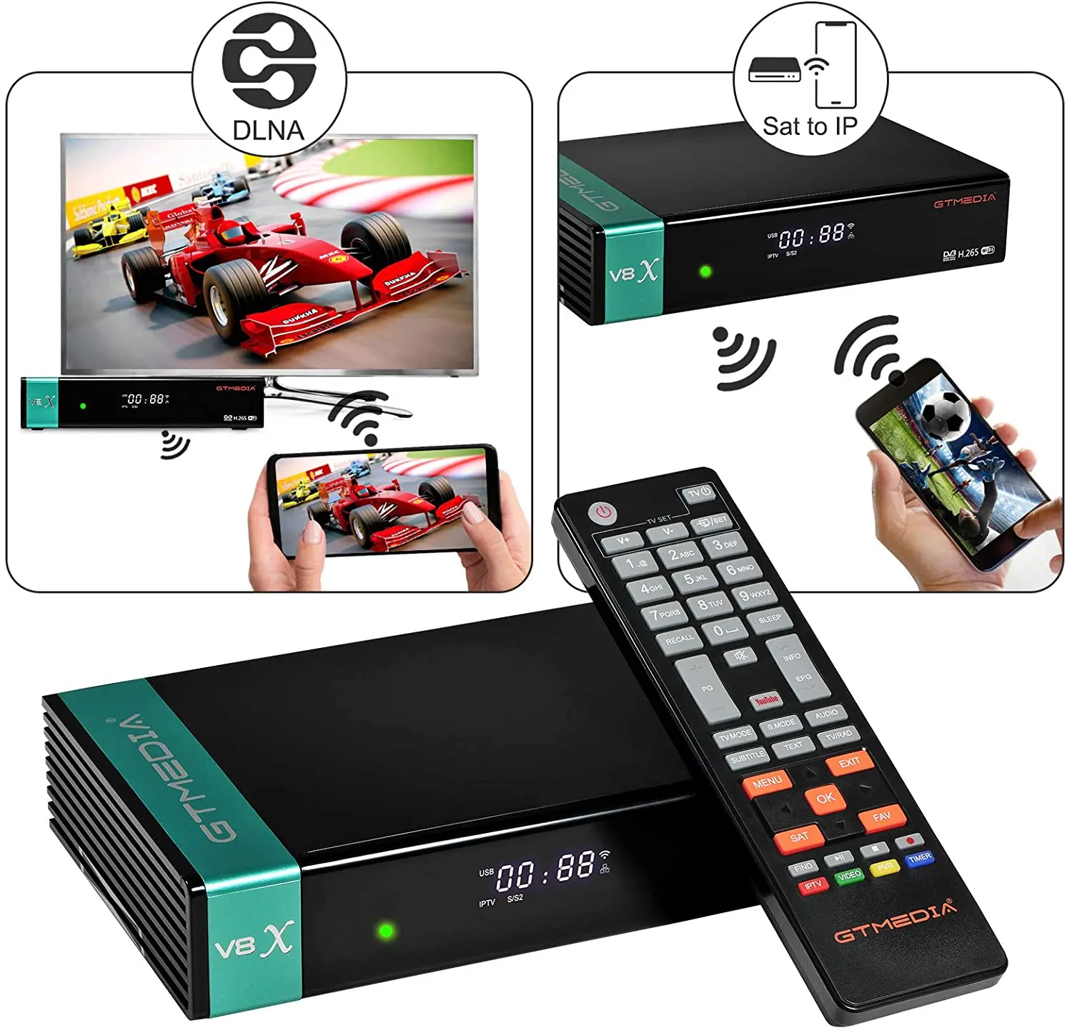 GTMEDIA V8X Satellitenempfänger DVB-S/S2/S2X 1080P HEVC H.265 10bit TV-Decoder MARS/ECAM/LACAM/CCAM/M3U PK Freesat V8 NOVA TV-Box