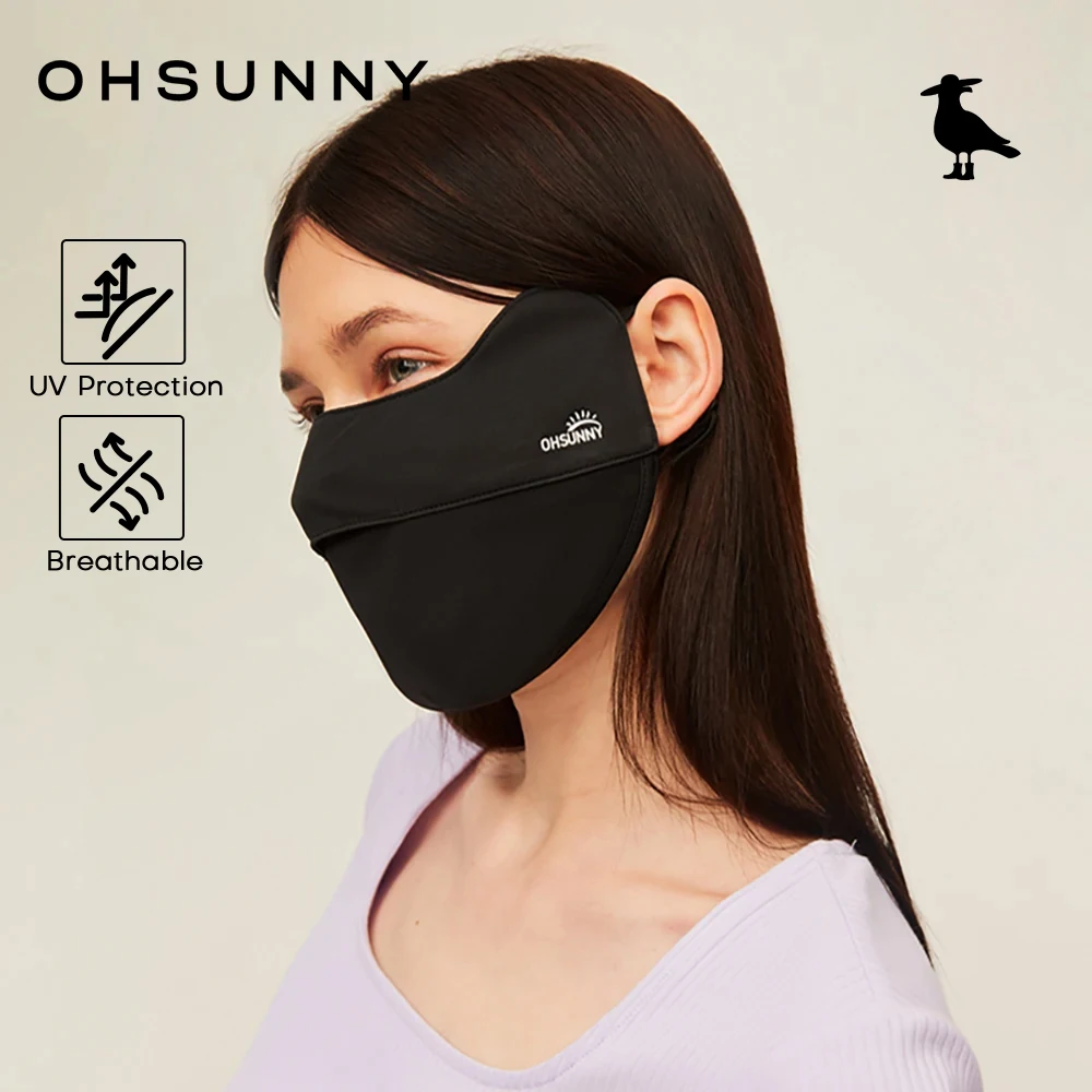 OhSunny nouvelle couverture faciale été extérieur Anti-UV Protection solaire séchage rapide nez ouvert respirant tissu de refroidissement masques de couleur unie