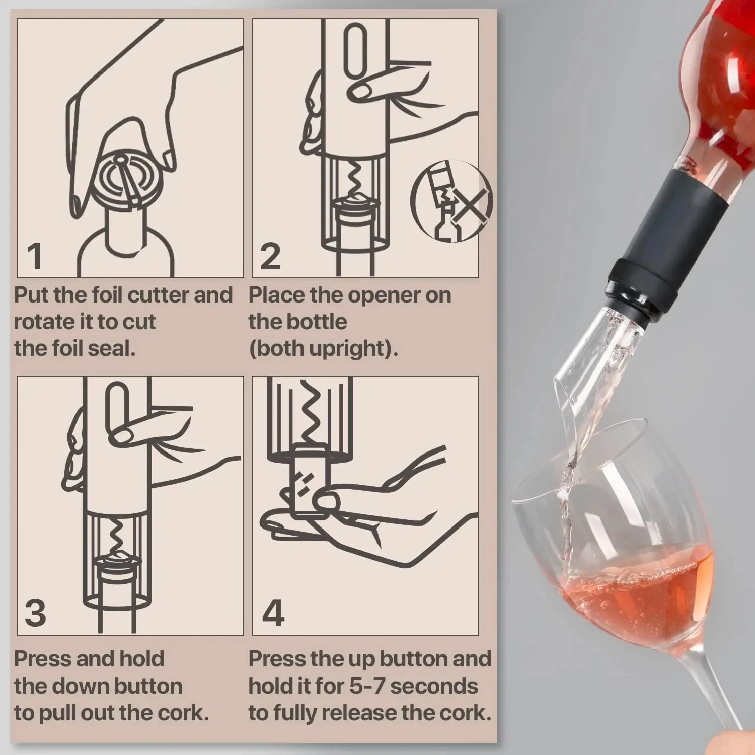 ที่เปิดขวดไวน์ไฟฟ้าอัตโนมัติสีแดงไวน์ Corkscrew ชาร์จที่เปิดไวน์ One-Click ปุ่มไวน์เครื่องมือห้องครัวผลิตภัณฑ์