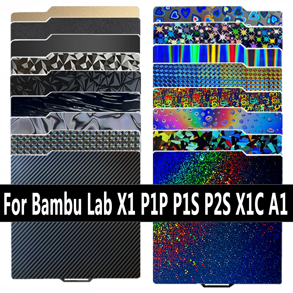 Для Bambu lab P2S X1 X1C A1 P1P P1S PEI пластина гладкий текстурированный PEI лист двухсторонний PEO PET для Bambulab P1S P1P X1C сборная пластина