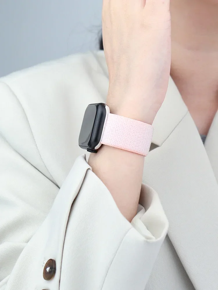 ห่วงไนลอน Correa สําหรับ Apple Watch Band 45 มม.44 มม.46 มม.40 มม.49 มม.41 มม.42 มม.38 สร้อยข้อมือ iWatch Series 6 Se 7 8 9 10 ultra 2 สายรัด
