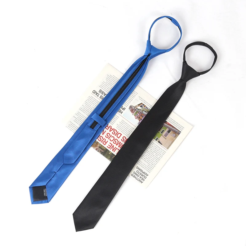 ผู้ชาย Tie สีทึบผอมซิป 6 ซม.สําหรับงานแต่งงานชุดเนคไทสีดําแฟชั่น Cravate ธุรกิจ Slim อุปกรณ์เสริมเสื้อ