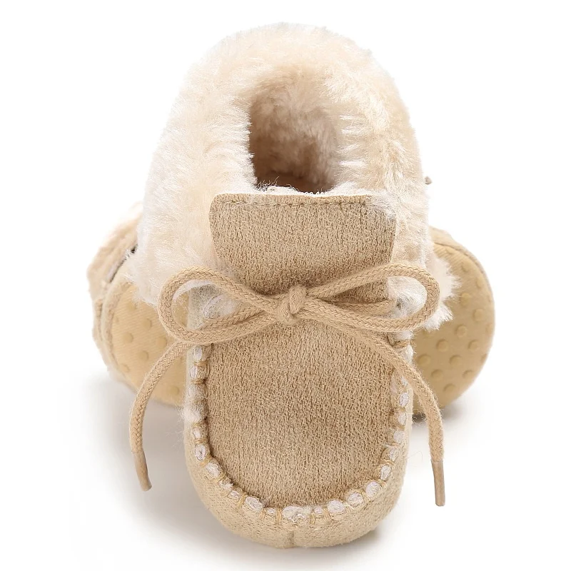 Sapatos de caminhada de algodão para bebê da origem com sola macia, botas de neve quentes de outono e inverno, sapatos de caminhada confortáveis para bebês