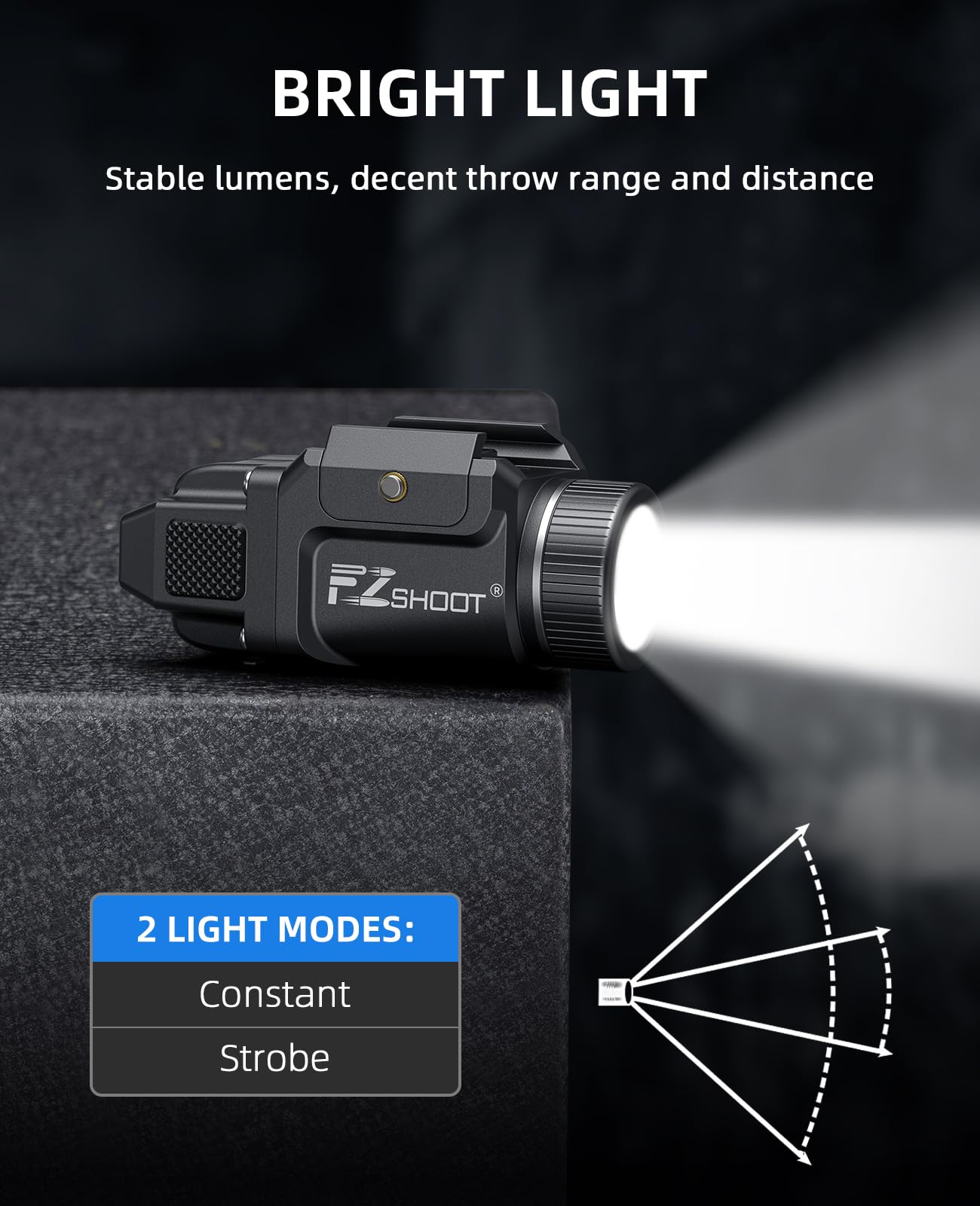 Linterna recargable con luz de pistola de 500 lúmenes con modo estroboscópico para Mini pistola de luz Picatinny y GL Rails