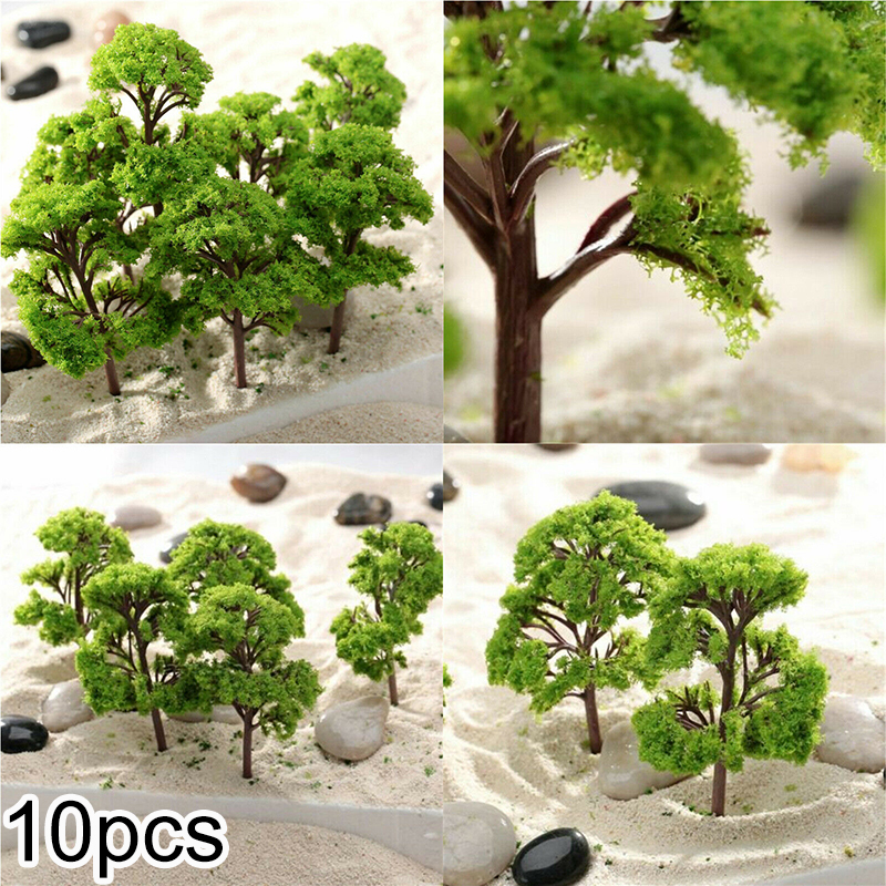 10pcs Model Trees Ornaments Decoration 4CM Railroad Diorama Scenery Plastic Scale Scene For House Living Room Kitchen Decor