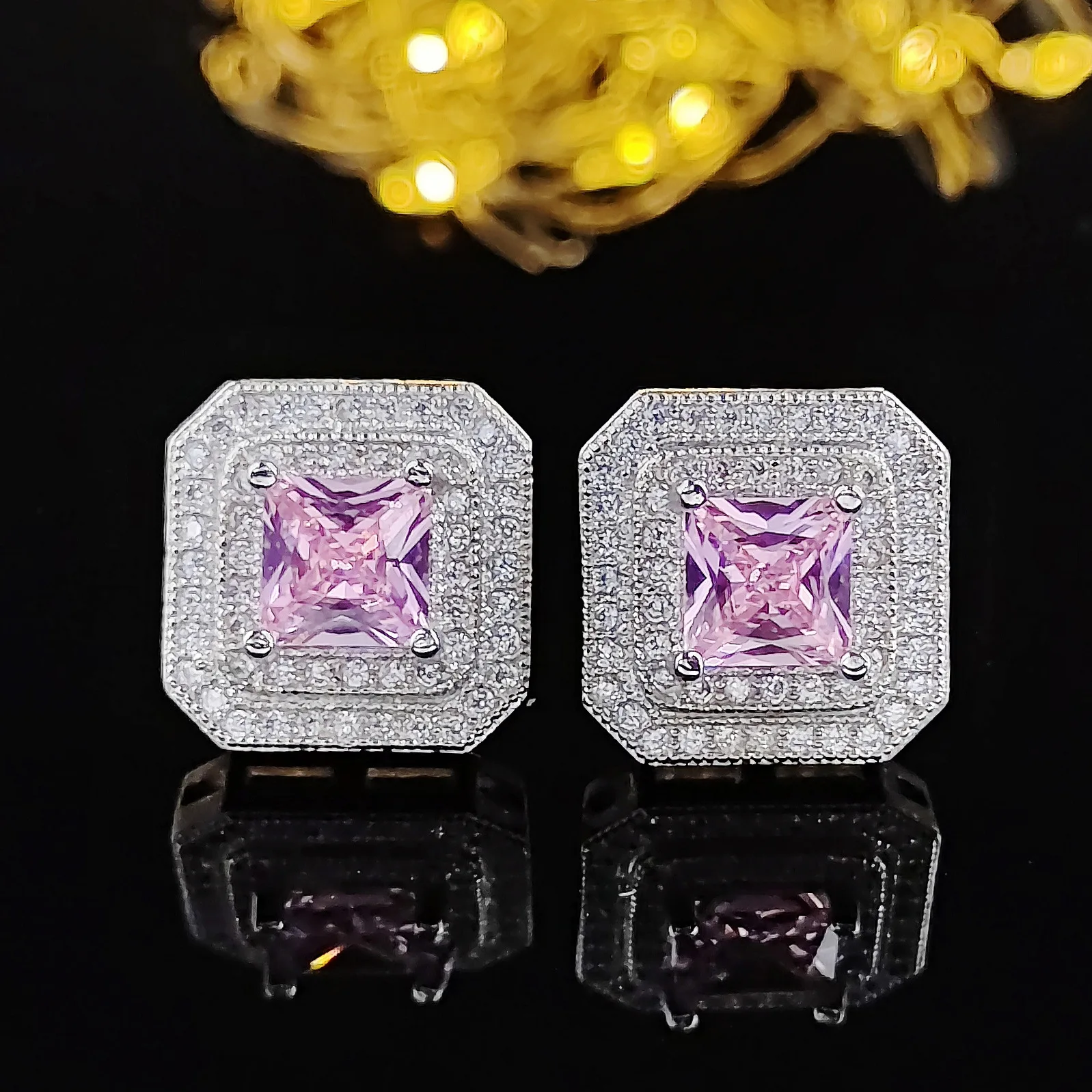 14 Anting Modis Gaya Pink AAA Zirkon 925 Perak Murni Korea Menggantung Anting-Anting Gantung Hati Panjang untuk Hadiah Pesta Wanita Perhiasan