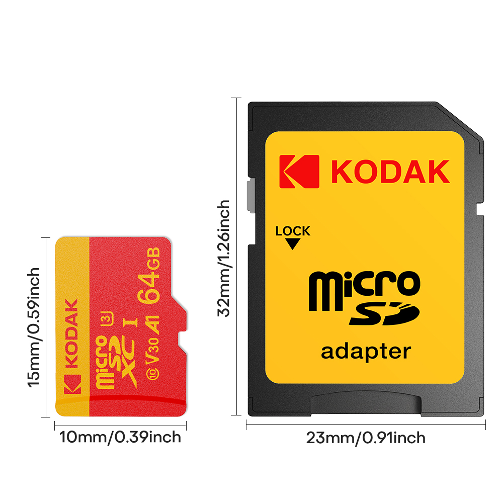 KODAK Micro SD Card Class10 U3 Memory Card MicroSD 64GB 128GB 256GB SD/TF Flash Card on For Smartphone Tablet Camera