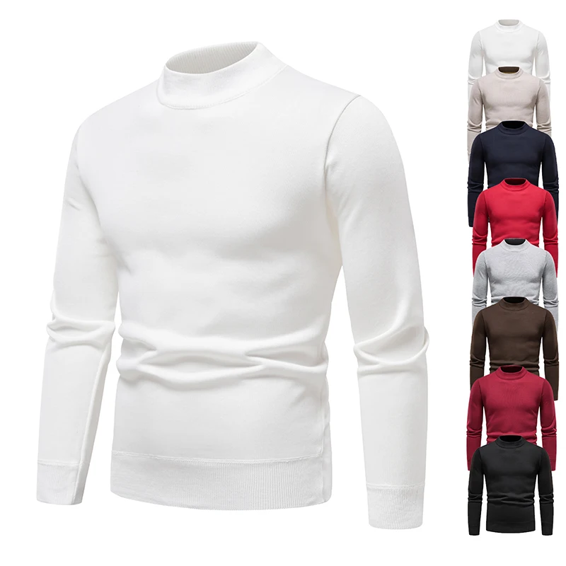 Pullover Männer Herbst Winter Jumper Fleece Verdickt Neue Koreanische Strickwaren Oansatz Solide Weiß Schwarz Kalten Bluse Bottom Shirt Kleidung