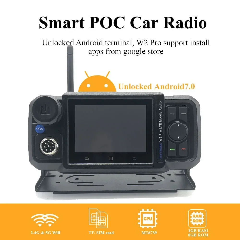 Anysecu 4G-W2Pro Сетевое радио 4g N61 Мобильное радио Android 7.0 LTE WCDMA GSM WIFI PTT Мобильный телефон работает с Zello/Real PTT