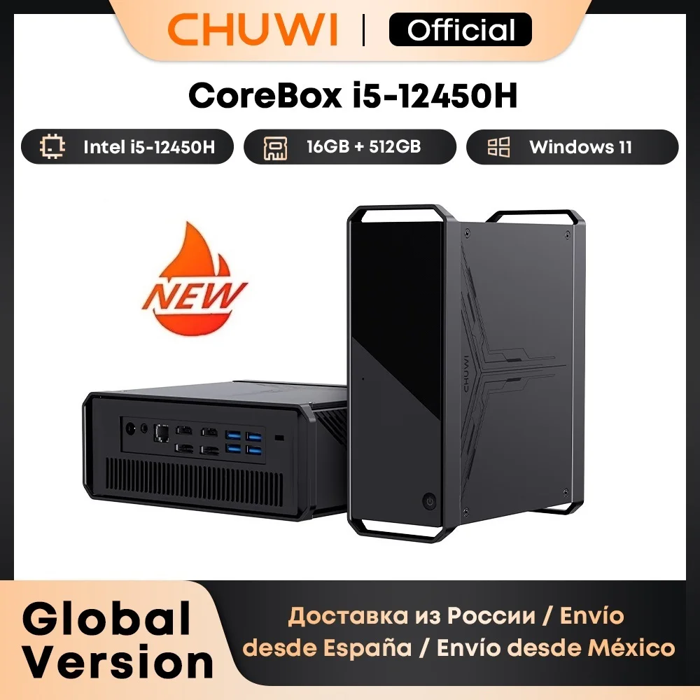 CHUWI CoreBox 5th 16 ГБ LPDDR5 512 ГБ SSD Core i5-12450H Игровой ПК Intel UHD Графика 8K Декодирование WIFI 6 Windows 11 Компьютерный ПК