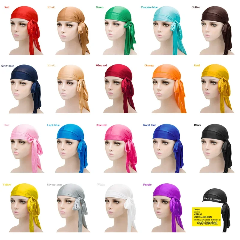 ความยืดหยุ่น Baotou หมวกผมจําลอง Silky Durag Long Tail หมวกโจรสลัด Turban สําหรับเด็กริบบิ้นอุปกรณ์เสริม
