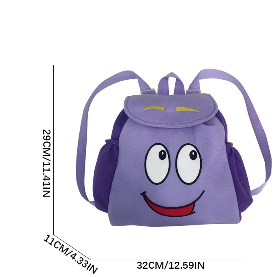 Borsa di salvataggio per zaino Dora Explorer con mappa, giocattoli per la scuola materna, regali di Natale viola