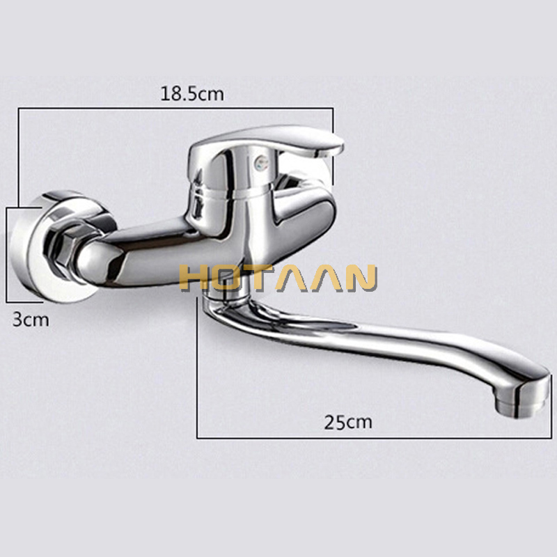 Miễn Phí Vận Chuyển Bằng Đồng Mạ Chrome Vòi Dành Cho Bồn Rửa Chén Bếp Tập Dual Lỗ Tường Máy Trộn Vòi Bếp Torneira Cozinha YT6033