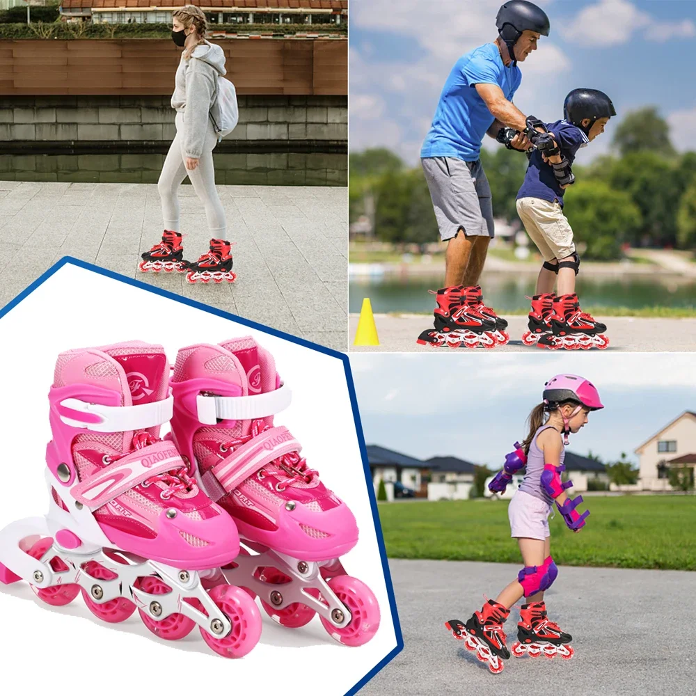 Patines en línea iluminados ajustables con ruedas iluminadas para niños y adultos para niñas, niños, hombres y mujeres