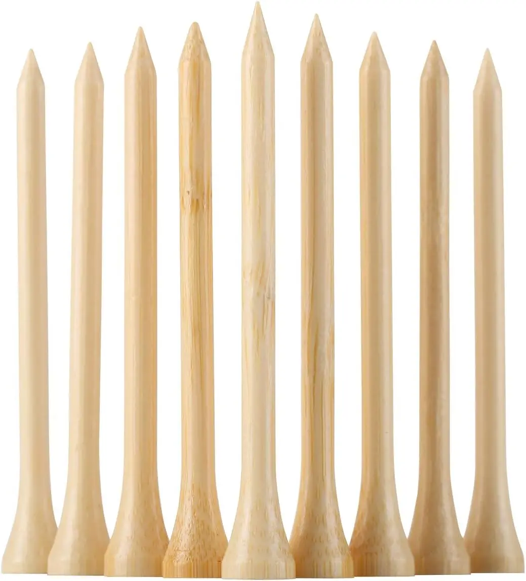 Tees da golf Tees in bambù durevoli 50 pezzi/100 pezzi 100 pezzi 3-1/4 "Materiale biodegradabile amichevole Riduce l'attrito Lato Spin Più stabile