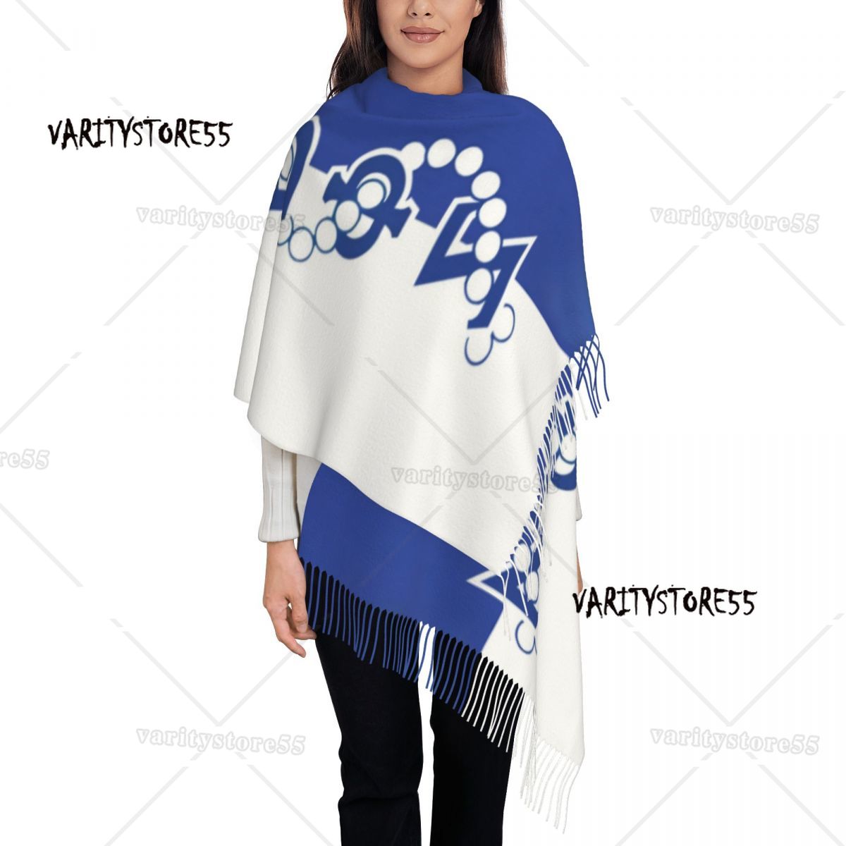 Dame große Zeta Phi Beta Logo Schals Frauen Winter Herbst weiche warme Quaste Schal Wraps Zob Sorority Schal