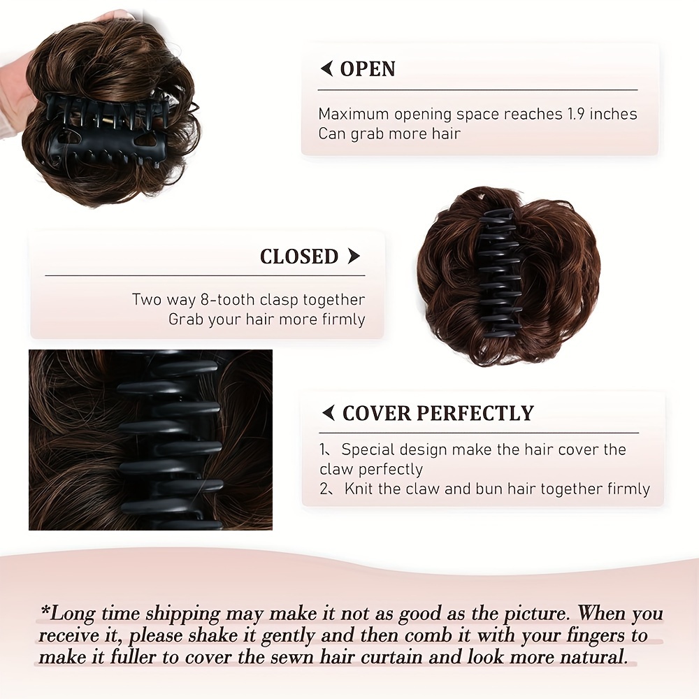 Claw Clip Messy Bun synthetic chignon Wigs Curly wave donuts Tousled Updo Hairpieces Scrunchie women Add hair Volume Accessory
