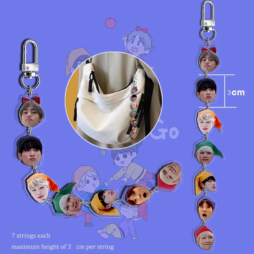 น่ารักอะคริลิค Kpop Idol Bunch พวงกุญแจ Funny Key แหวน Vkook Jikook Vminkook สนุกของขวัญอุปกรณ์เสริม Merchs