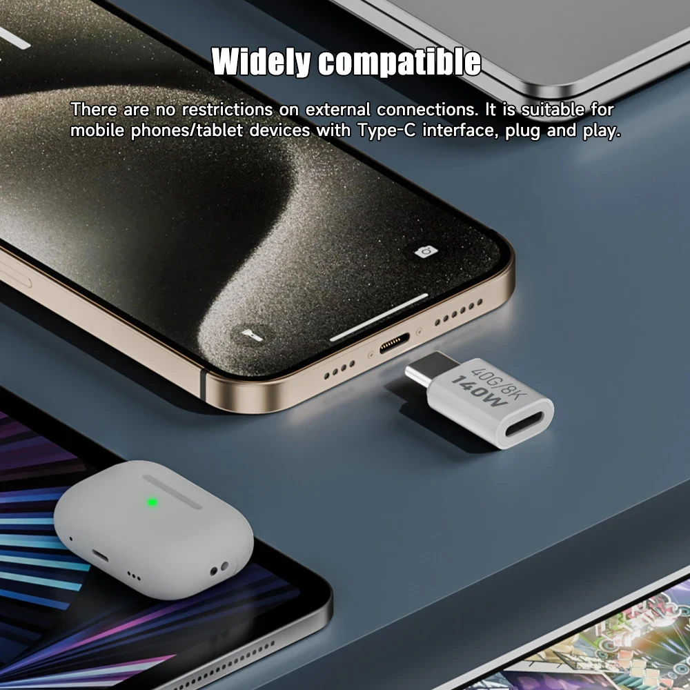 Adaptador PD140W USB C hembra a macho PD 3,1 Thunderbolt 3 40 Gbps transferencia de datos 8K @ 60Hz conector de extensión para MacBook Pro/Air
