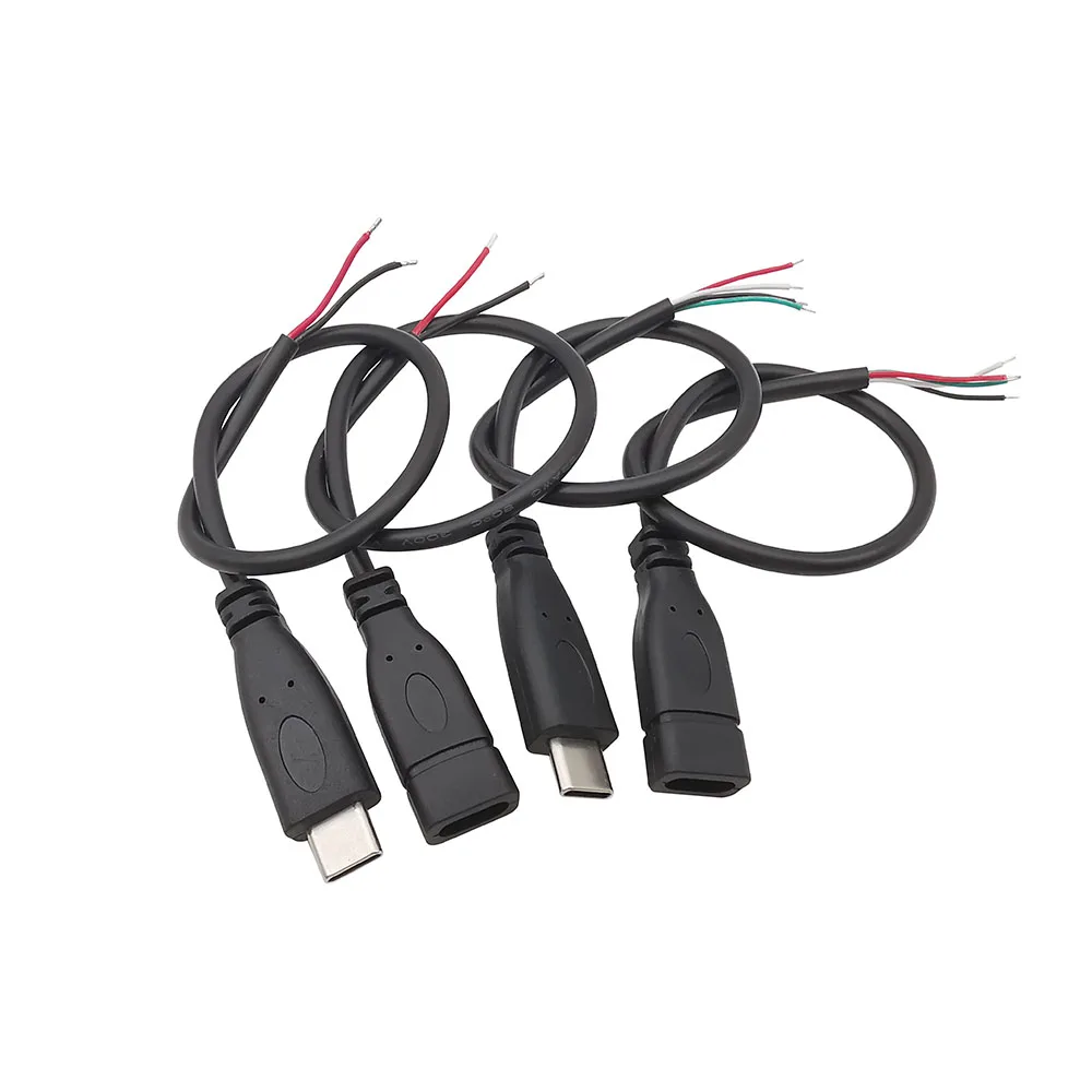 1 шт. 2-контактный 4-контактный разъем для зарядного устройства Micro USB / Type C USB 2.0 Тип A Мужской Женский Удлинительный кабель питания Провод DIY Линия передачи данных