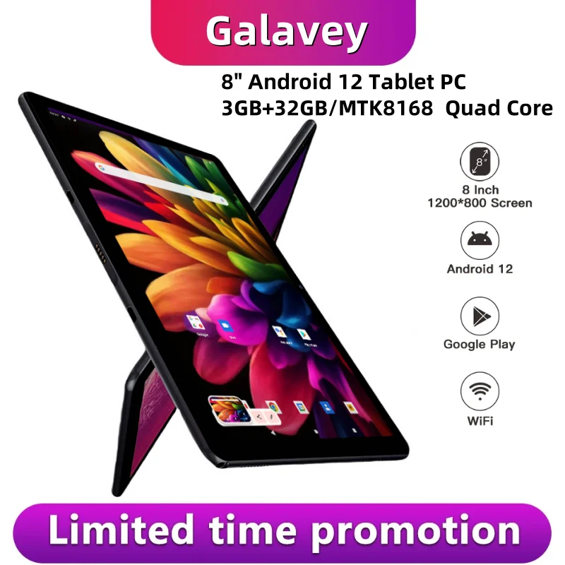 Novo qp80 tipo-c 8 "android 12 tablet 3gb ram 32gb rom mtk8168 quad core câmera dupla 1280x800 pixels wifi bluetooth 5.0 gps