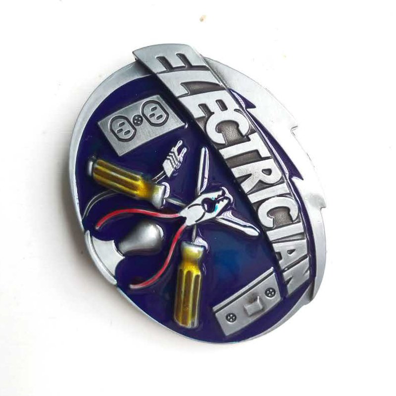 Cheapify Dropshipping แฟชั่น Vintage Celtic Knot Blue Electrician Worker เครื่องมือ Western โลหะผู้ชายเข็มขัดหัวเข็มขัด Western Cowboys