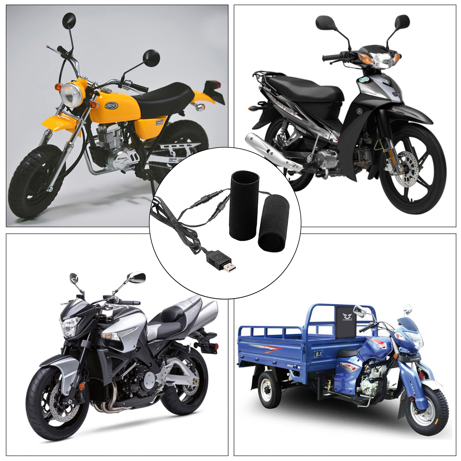 Extractme – poignées chauffantes pour moto, 5V USB, 6 vitesses, couvercle de poignée chauffant électrique, Anti-Vibration, antidérapant, Kits de chauffage rapide