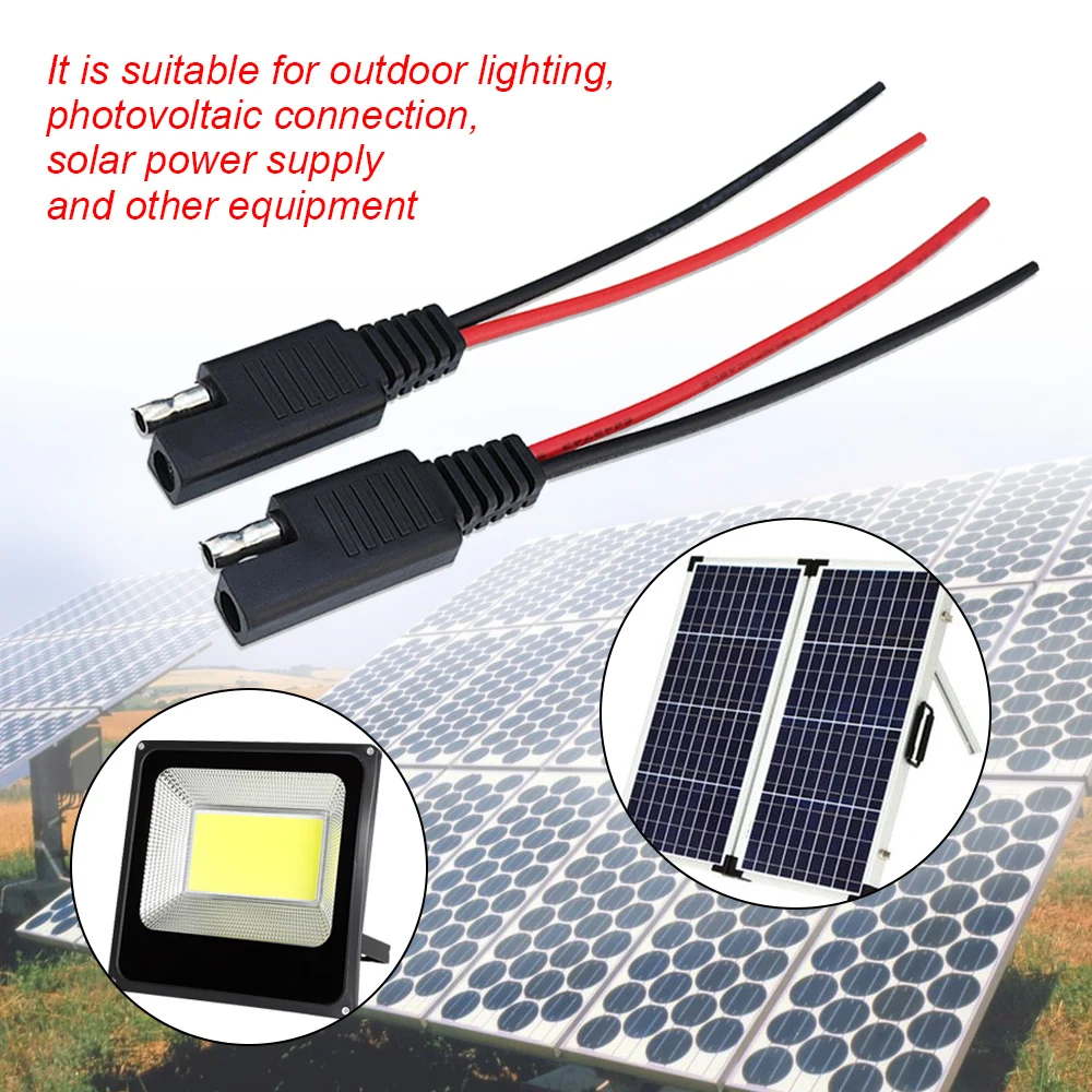 Cabo de extensão de alimentação SAE DIY 12V 18AWG com plugues macho e fêmea para carregador solar de carro e bateria