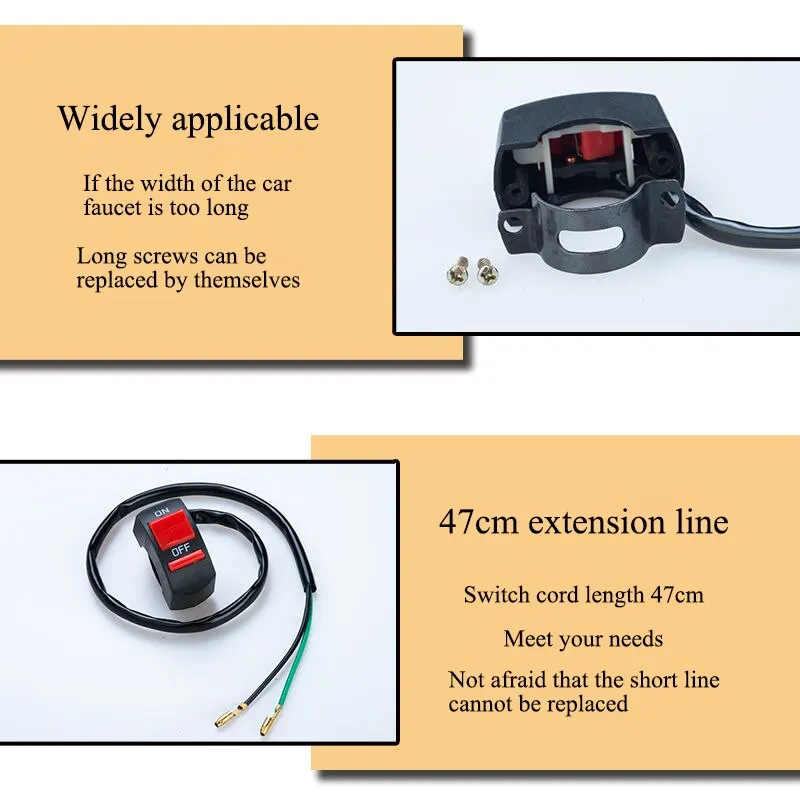 1X Universal Motorcycle Light Switch Connector ON OFF Handlebar Modification Button For Scooter Headlight Motorbike Acessories