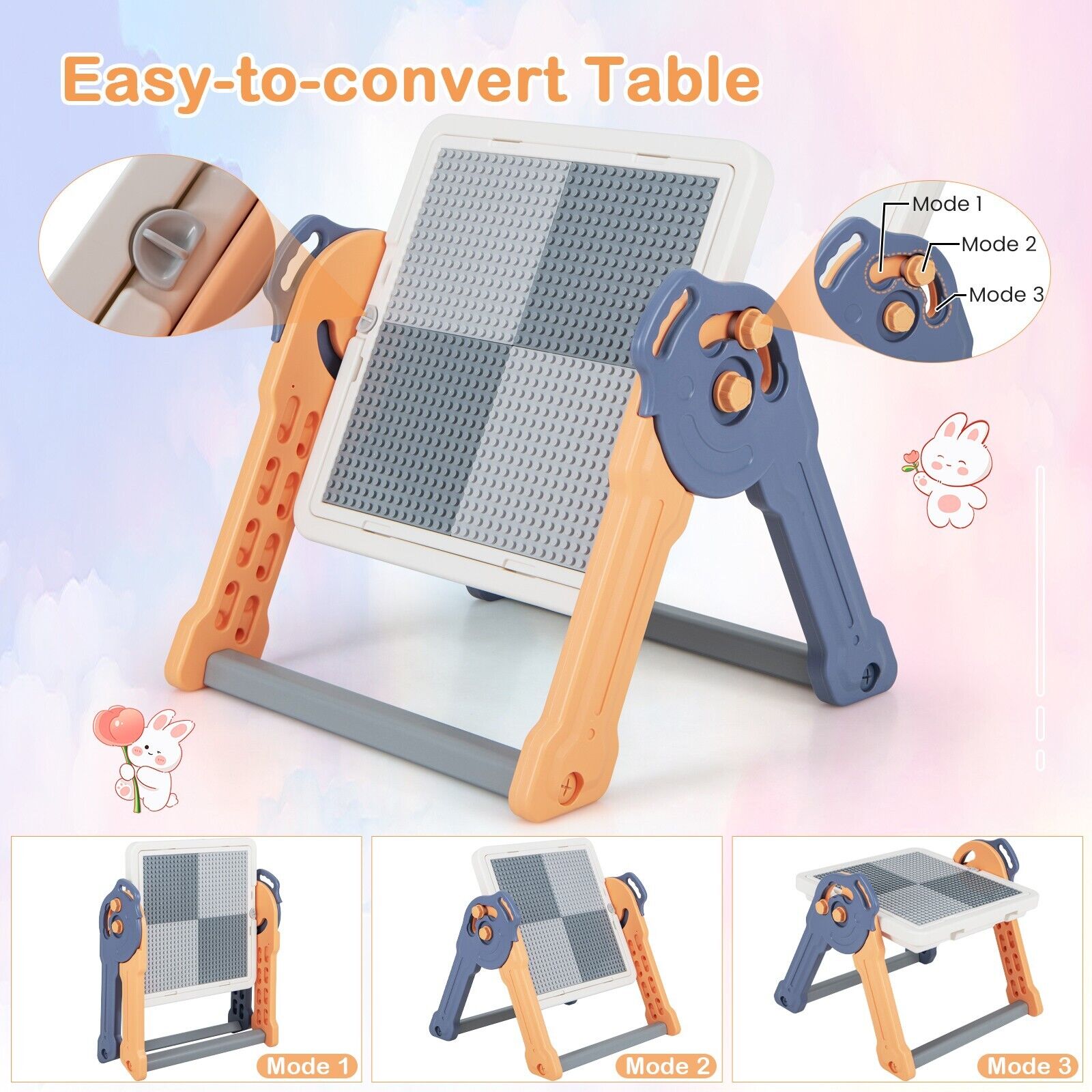 GOFLAME 6-In-1 Multi-activity Kids Play Table & Chair Set Folding Kids Painting Easel
