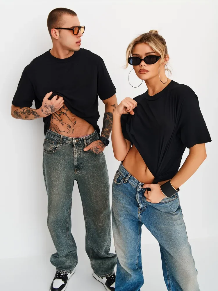 無地 カップル Tシャツ 四季対応 ベーシック メンズ＆レディース 半袖Tシャツ トップス カジュアル 通気性 オーバーサイズ スポーツTシャツ