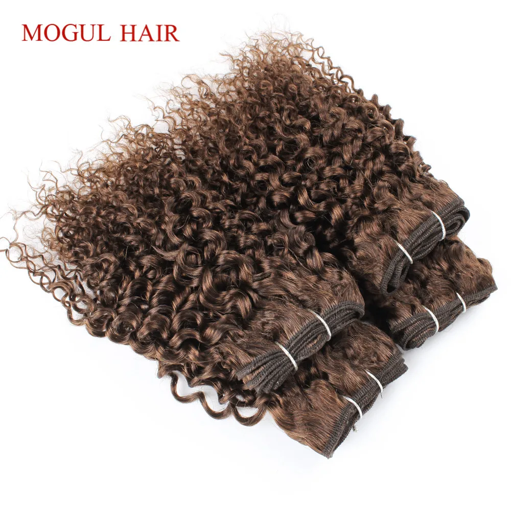 Bộ 2/4 Jerry Xoăn Tóc Bó 50 Gam/cái Nâu Đen 10 12 Inch Ngắn Bob Phong Cách Remy Tóc Của Con Người dệt Phần Mở Rộng