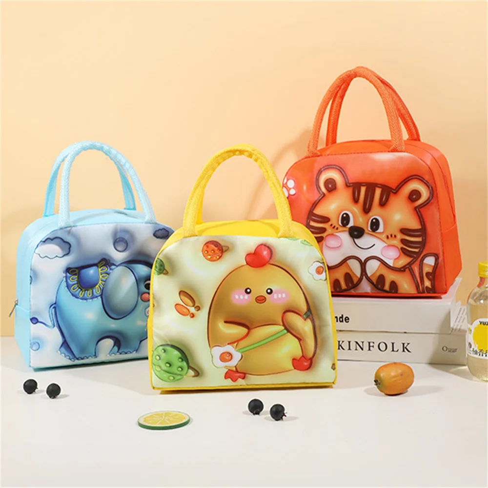 Cartoon Bento Bag 3D Three-dimensional Pattern Lunch Box Bag Large Capacity Lunch Bag with Lunch Foil Insulation