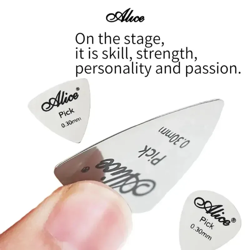 Alice 10 Pz Plettro per Chitarra in Metallo 0.3mm Sottile Durevole Colore Argento Professionale Basso Ukelele Plettri per Chitarra Amplificatore per Chitarra Basso Guita