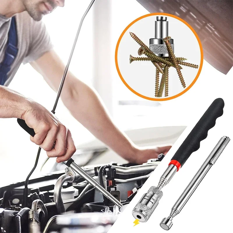 Mini bolígrafo magnético telescópico portátil, herramientas prácticas, capacidad para recoger tuercas, perno, varilla de recogida extensible